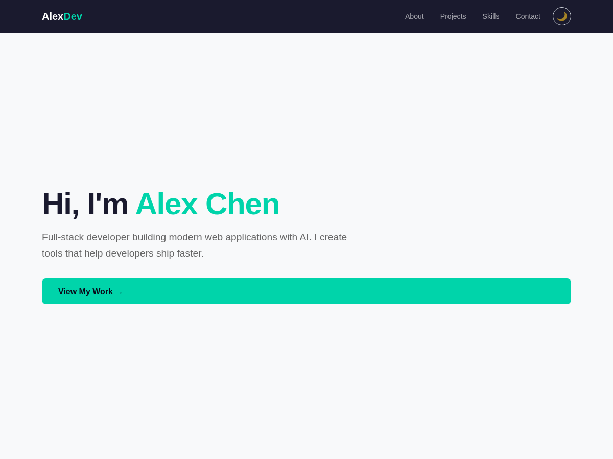 Portfolio Page screenshot